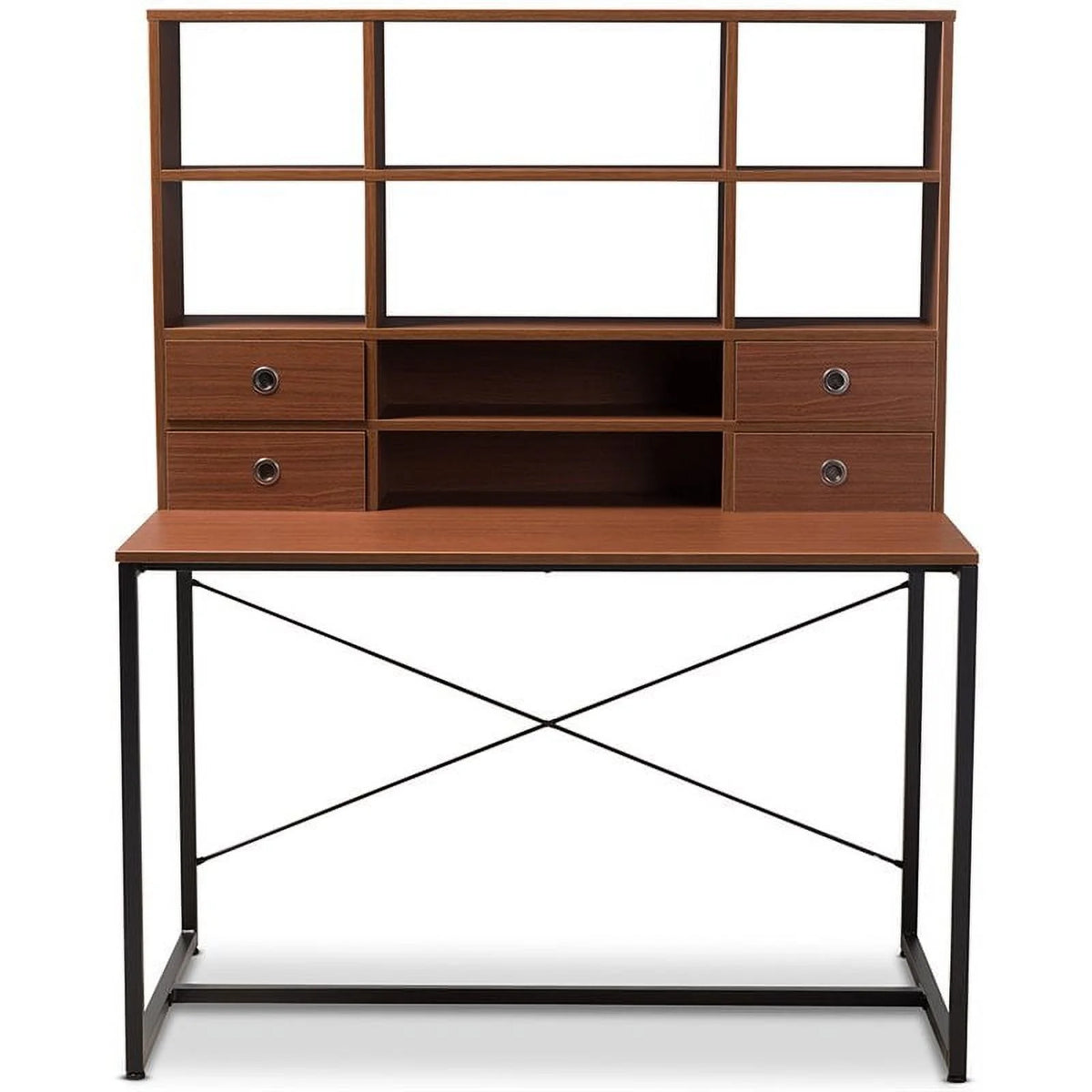 Writing Desk with Bookcase Hutch in Light Brown T795