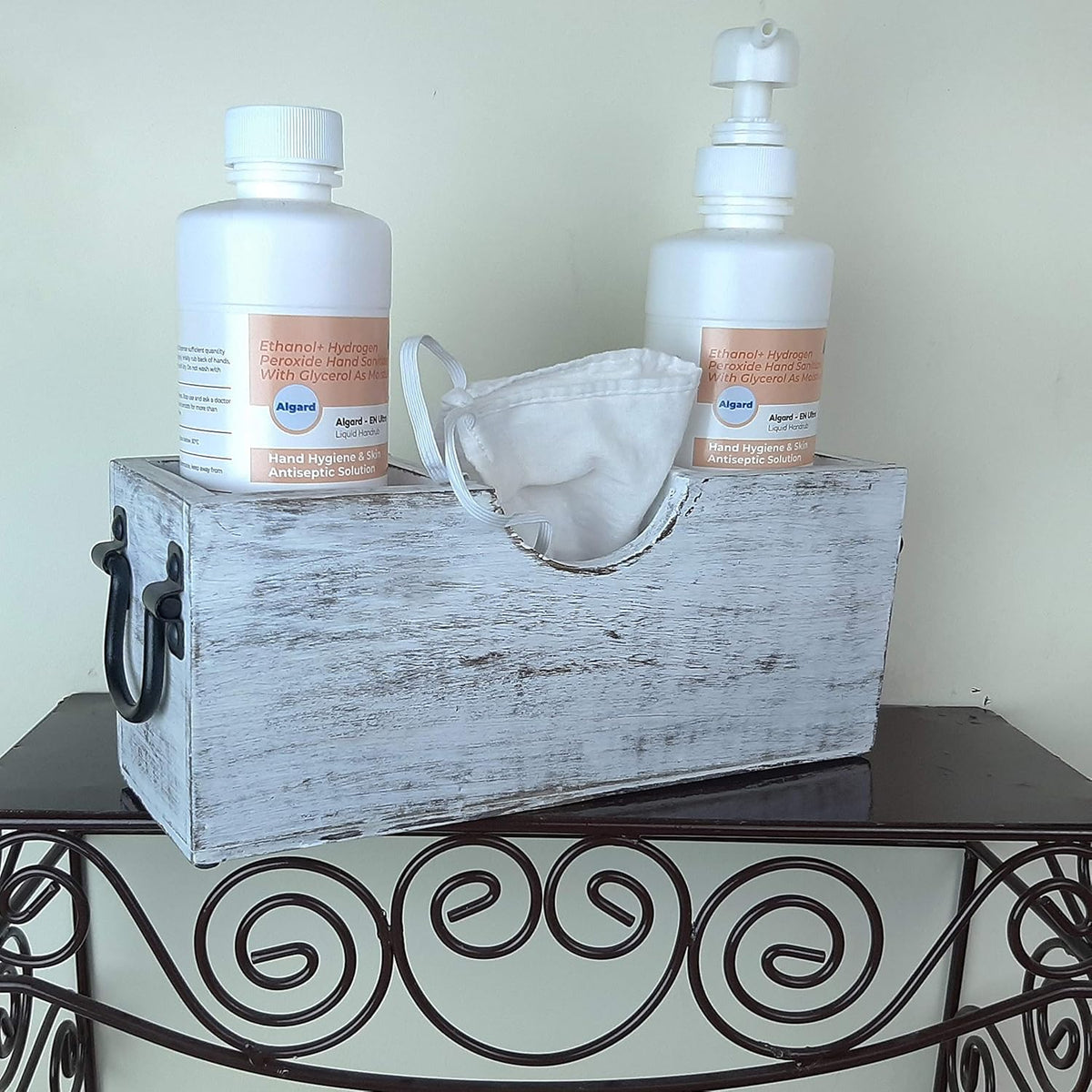 White Wood Silverware Holder Caddy L64019
