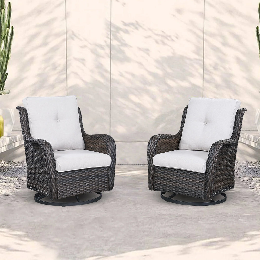 Brown Wicker Swivel Glider Club Chairs Set of 2 S45608