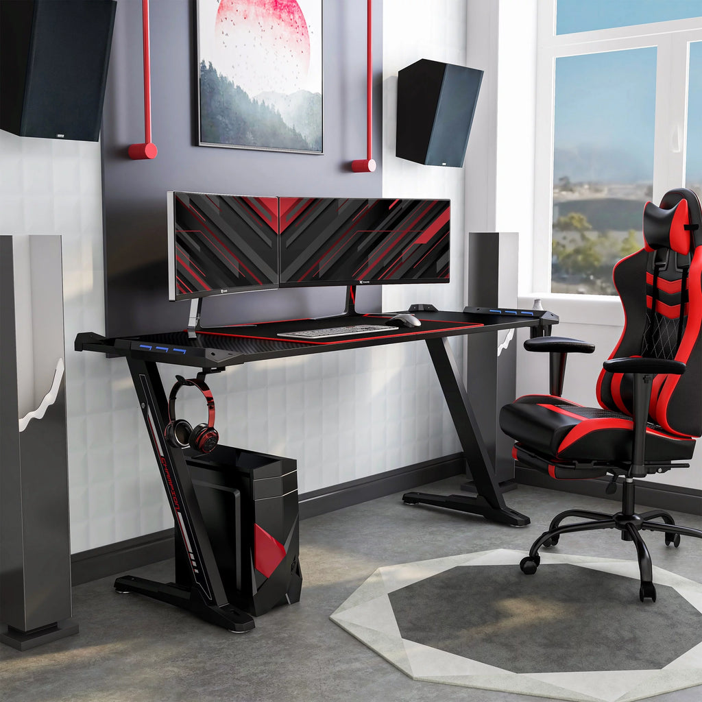 Modern Black Steel Computer Desk with USB F8997