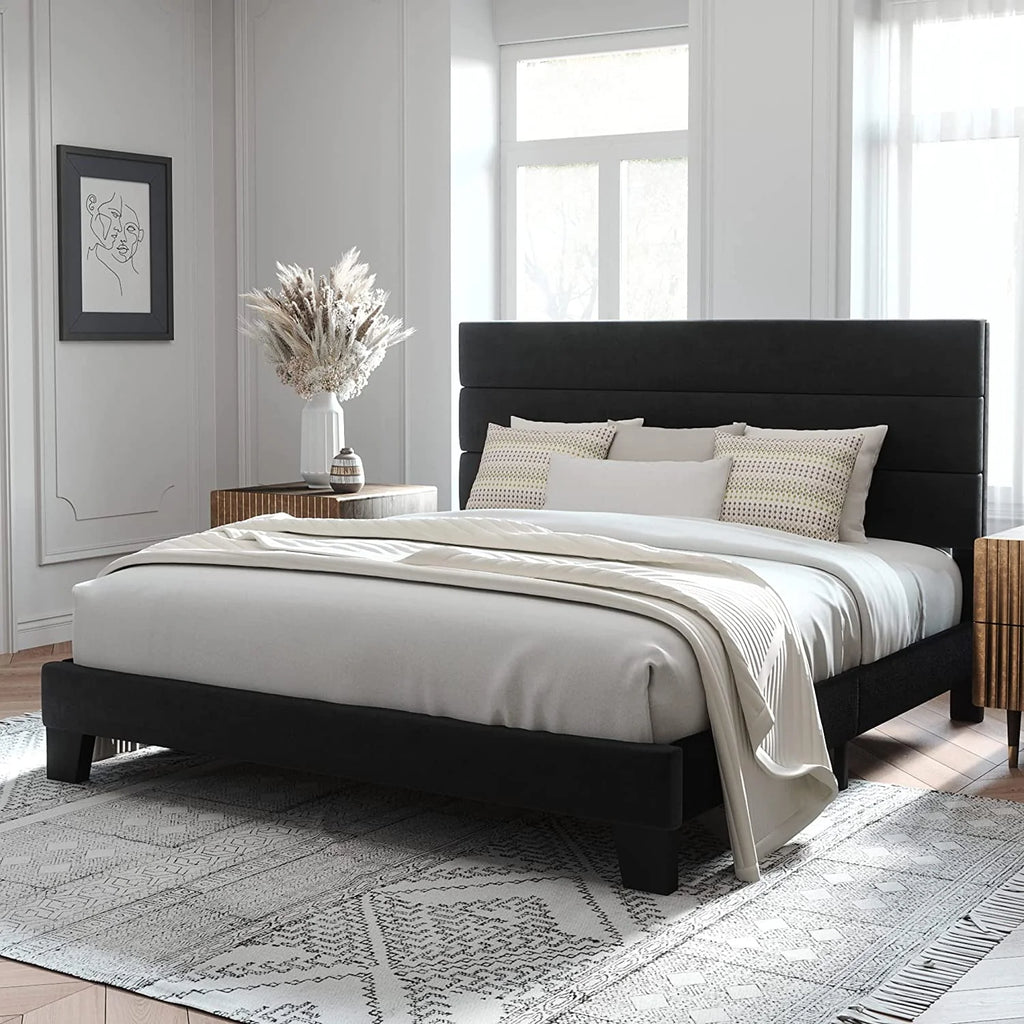 Queen Size Fabric Upholstered Platform Bed Frame B882848