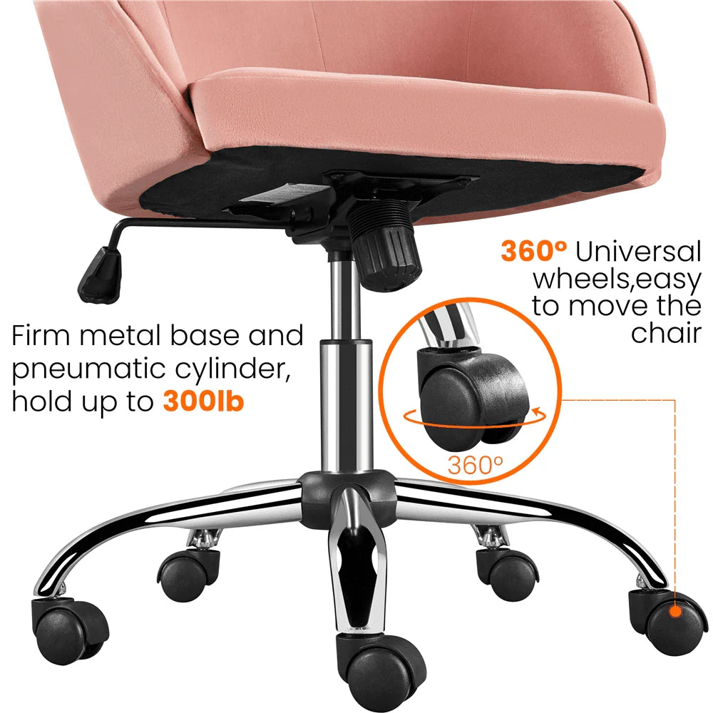Pink Velvet Adjustable Swivel Office Chair Q864