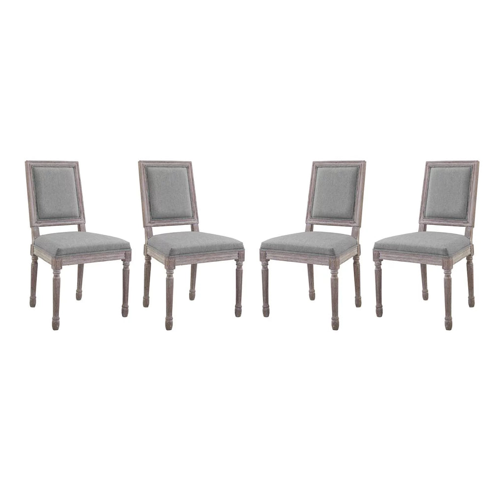Upholstered Fabric Dining Chair Set of 4 Light Gray L5890