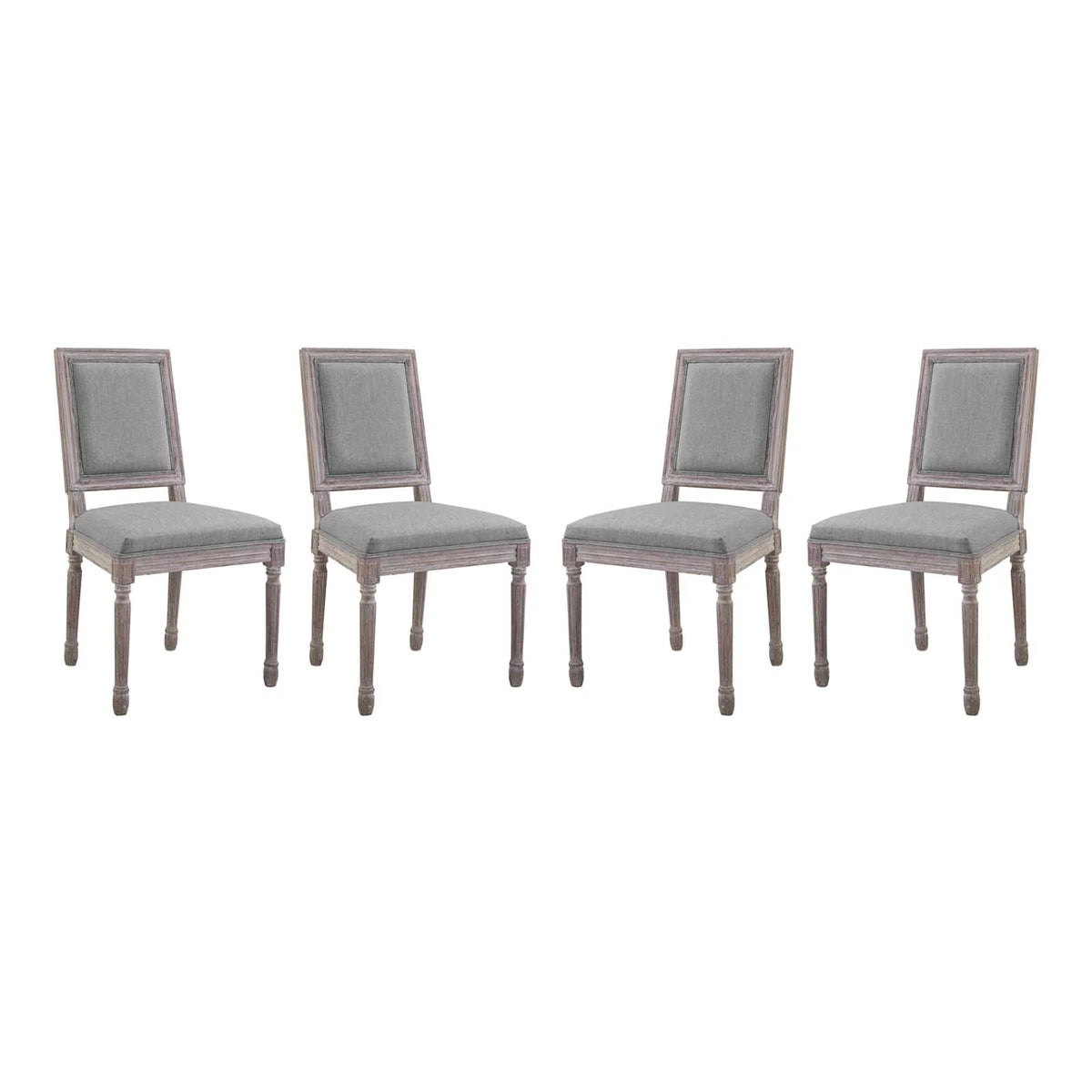 Upholstered Fabric Dining Chair Set of 4 Light Gray L5890