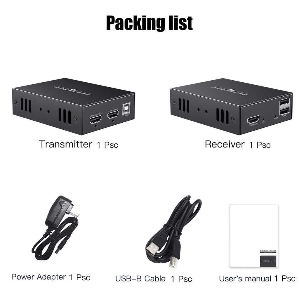 HDMI KVM USB Extender Transmit 1080p HD Video Over Cat5e/6 Ethernet Cable 50m (164ft) A7546