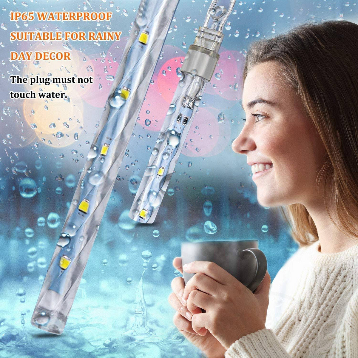 Meteor Shower Rain Lights 35.4 inch 24 Tubes 576 LEDs Waterproof N2397