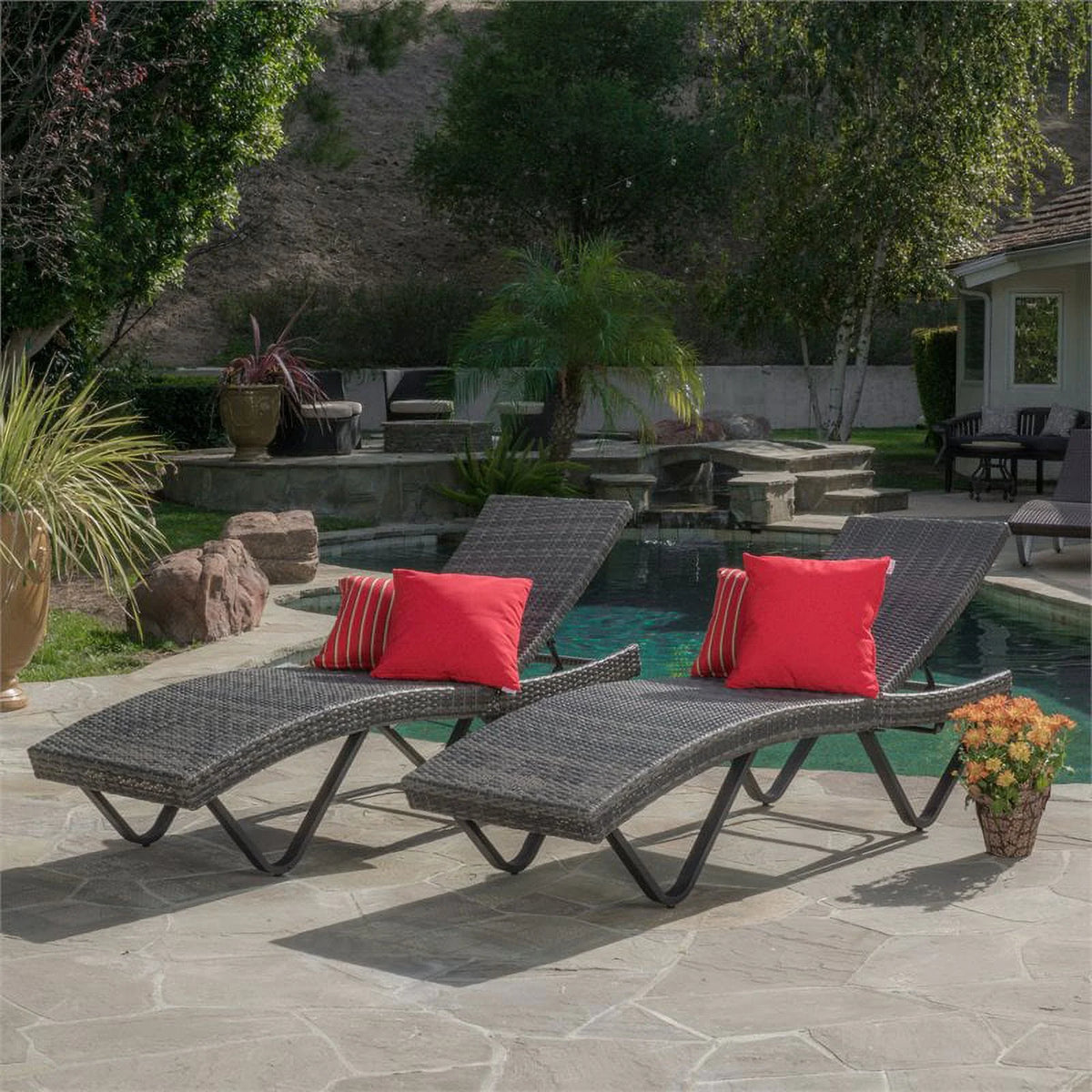Gray Chaise Lounge Set of 2 D327987