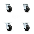 Set of 4 Black Swivel Casters with 4 inch x 2 inch Wheels L80767