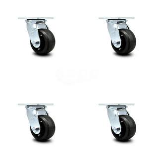 Set of 4 Black Swivel Casters with 4 inch x 2 inch Wheels L80767