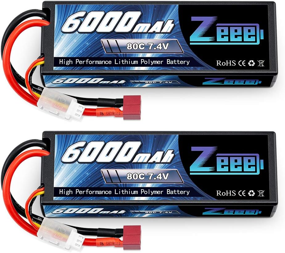 6000mAh 80C 2S 7.4V Hardcase Lipo Battery with Deans Connector (2 Pack) U952