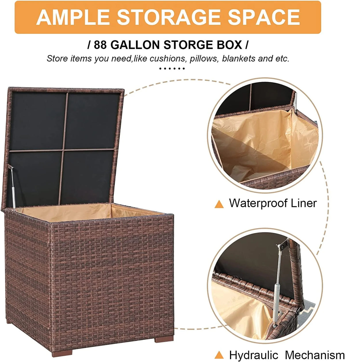 8 Pc Wicker Rattan Outdoor Furniture Set with Storage Box O119