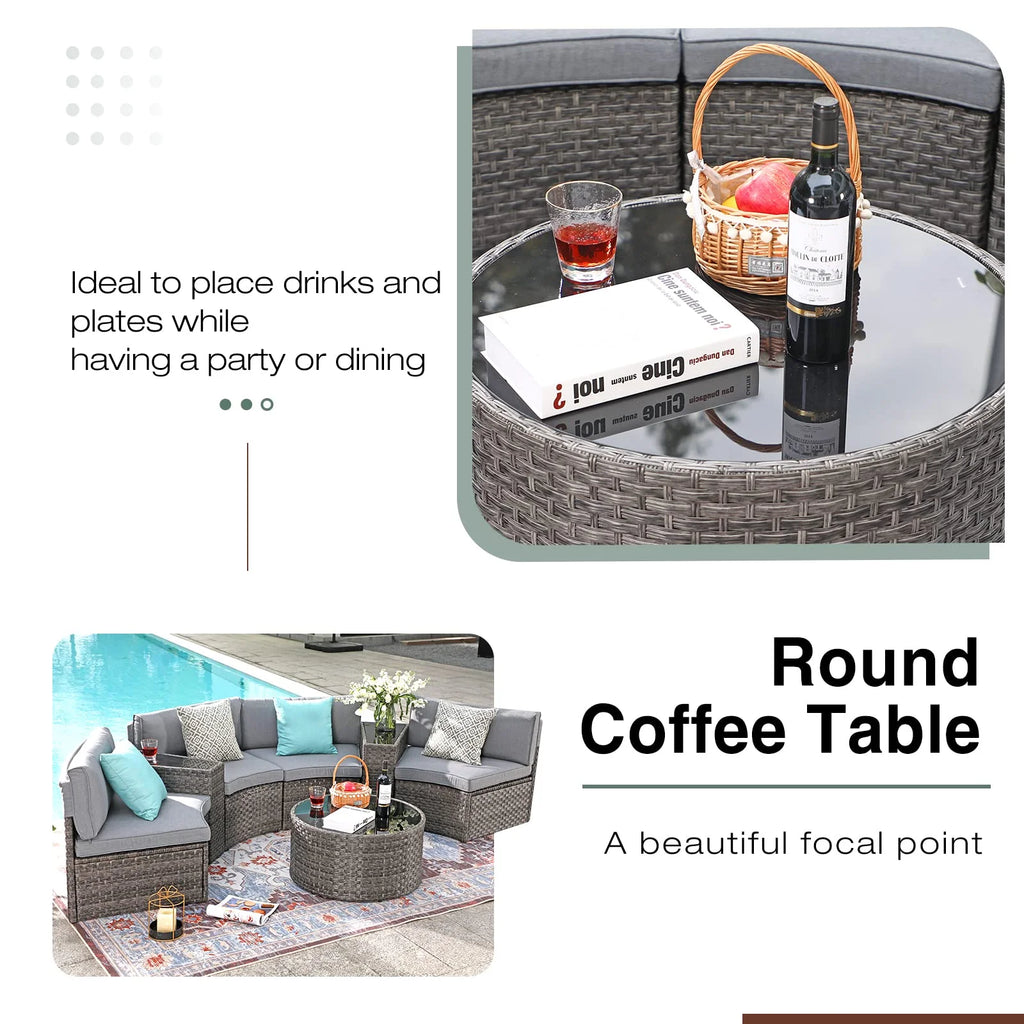 Grey 7-Piece Outdoor Patio Furniture Set with Waterproof Cover H80283