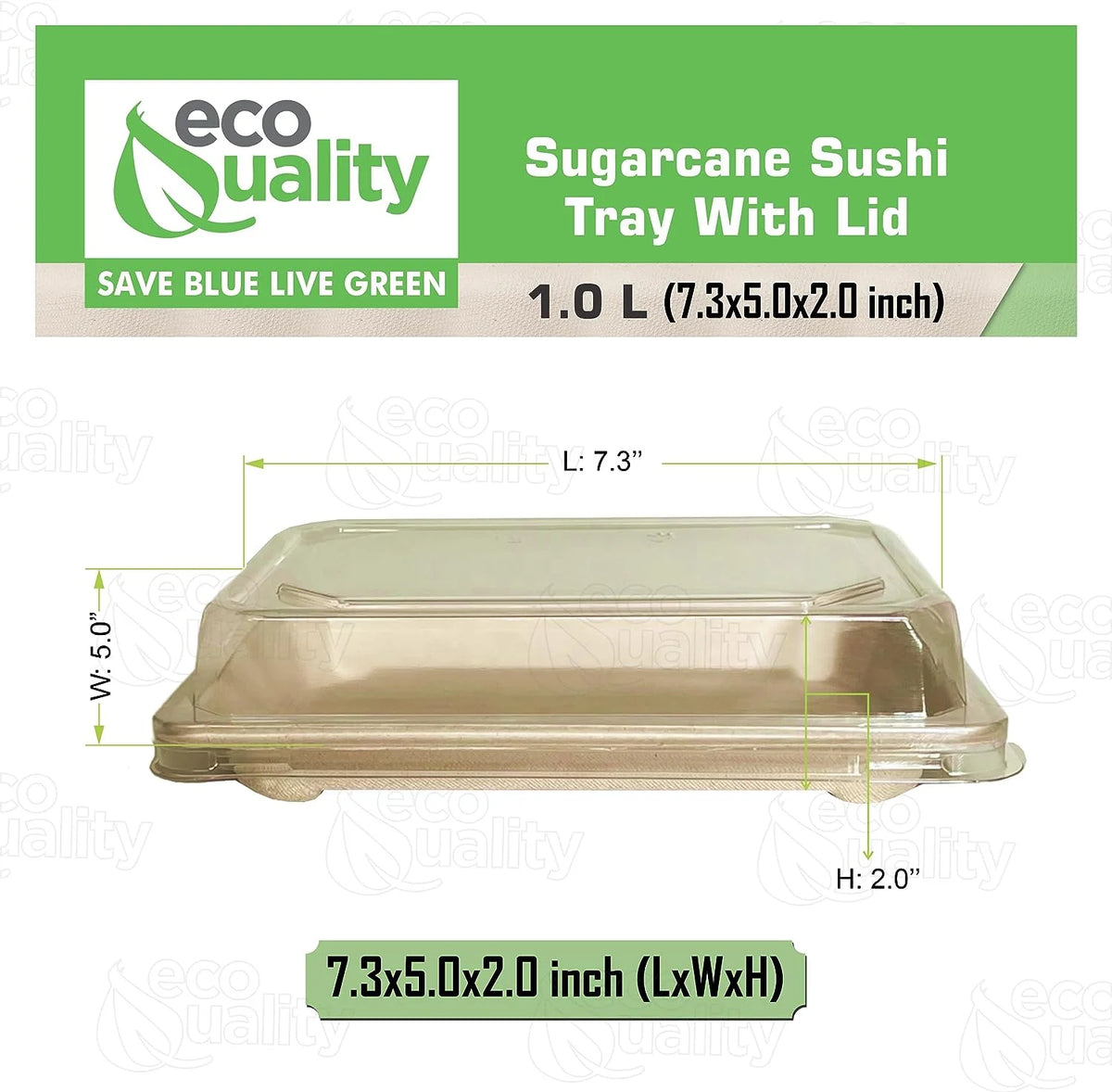 100 PACK Compostable Sugarcane Sushi Trays with Lids D95782