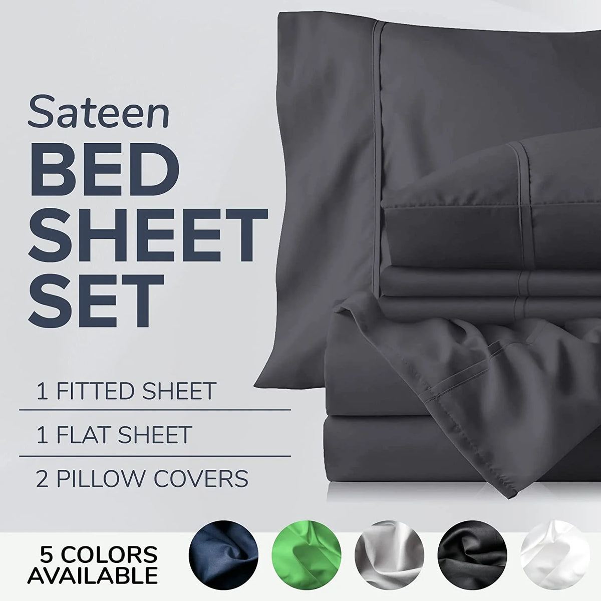 Gray 4 Pcs King Size Cotton Bed Sheet Set N30130