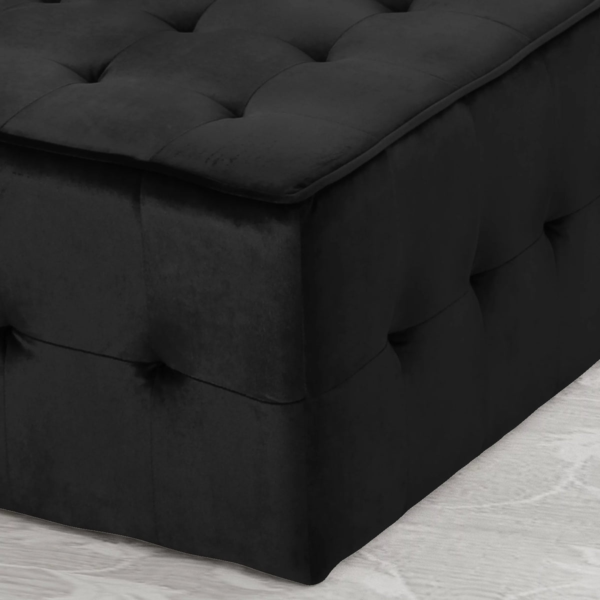 Black Velvet Tufted Ottoman I957