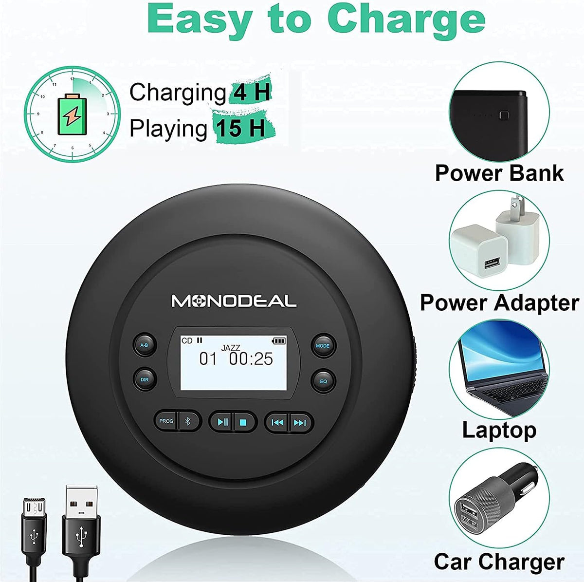 Bluetooth CD Player with Headphones, Pack of 2 N189