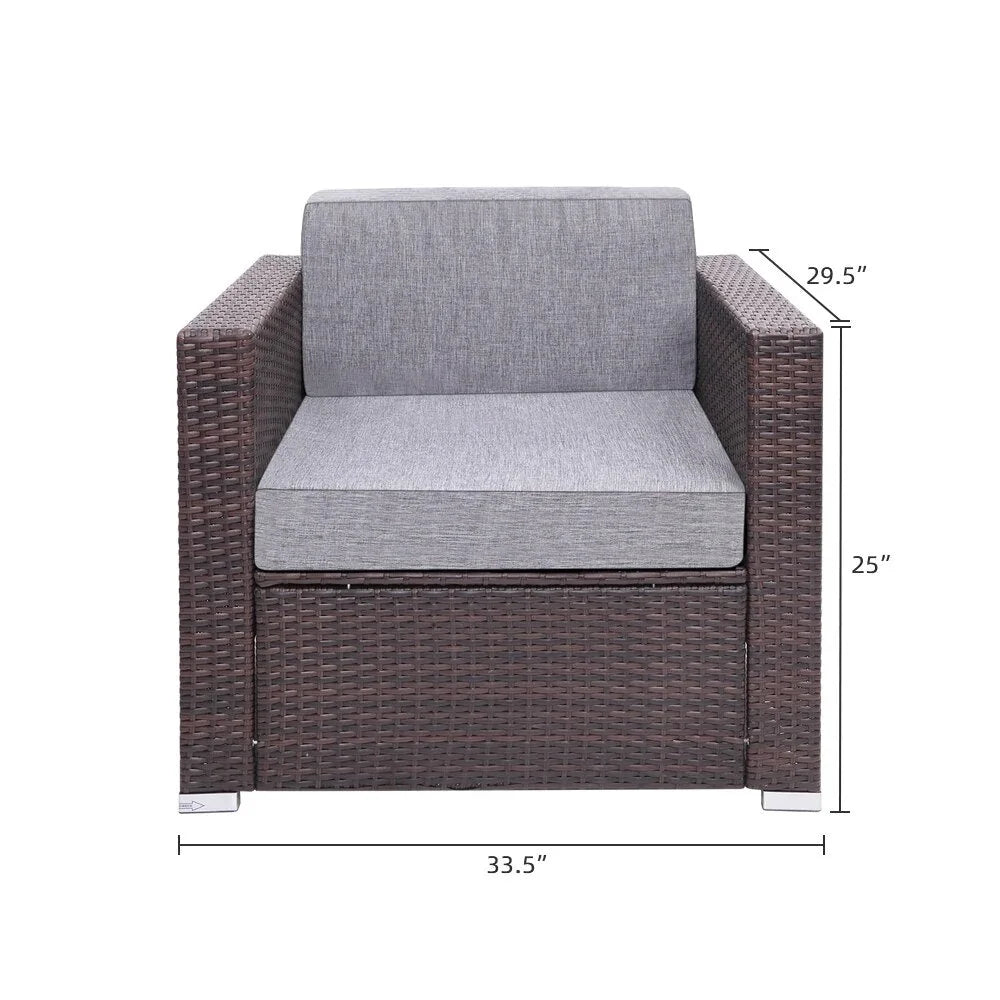 5 Pieces PE Wicker Rattan Corner Sofa Set C524