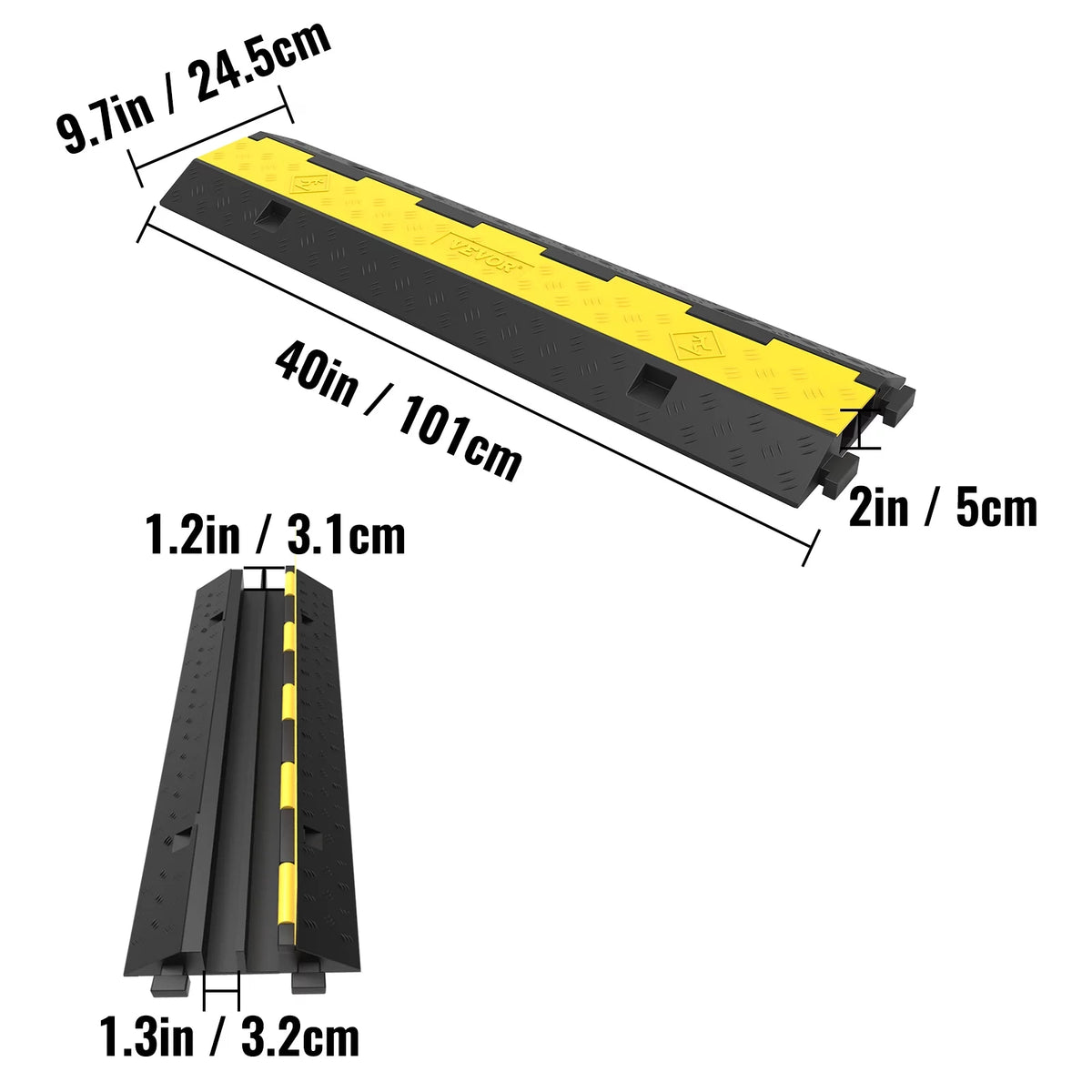 2 Packs 2 Channels Rubber Cable Protector Ramp X431820