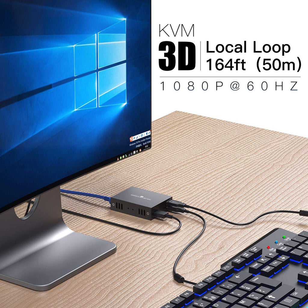 HDMI KVM USB Extender Transmit 1080p HD Video Over Cat5e/6 Ethernet Cable 50m (164ft) A7546