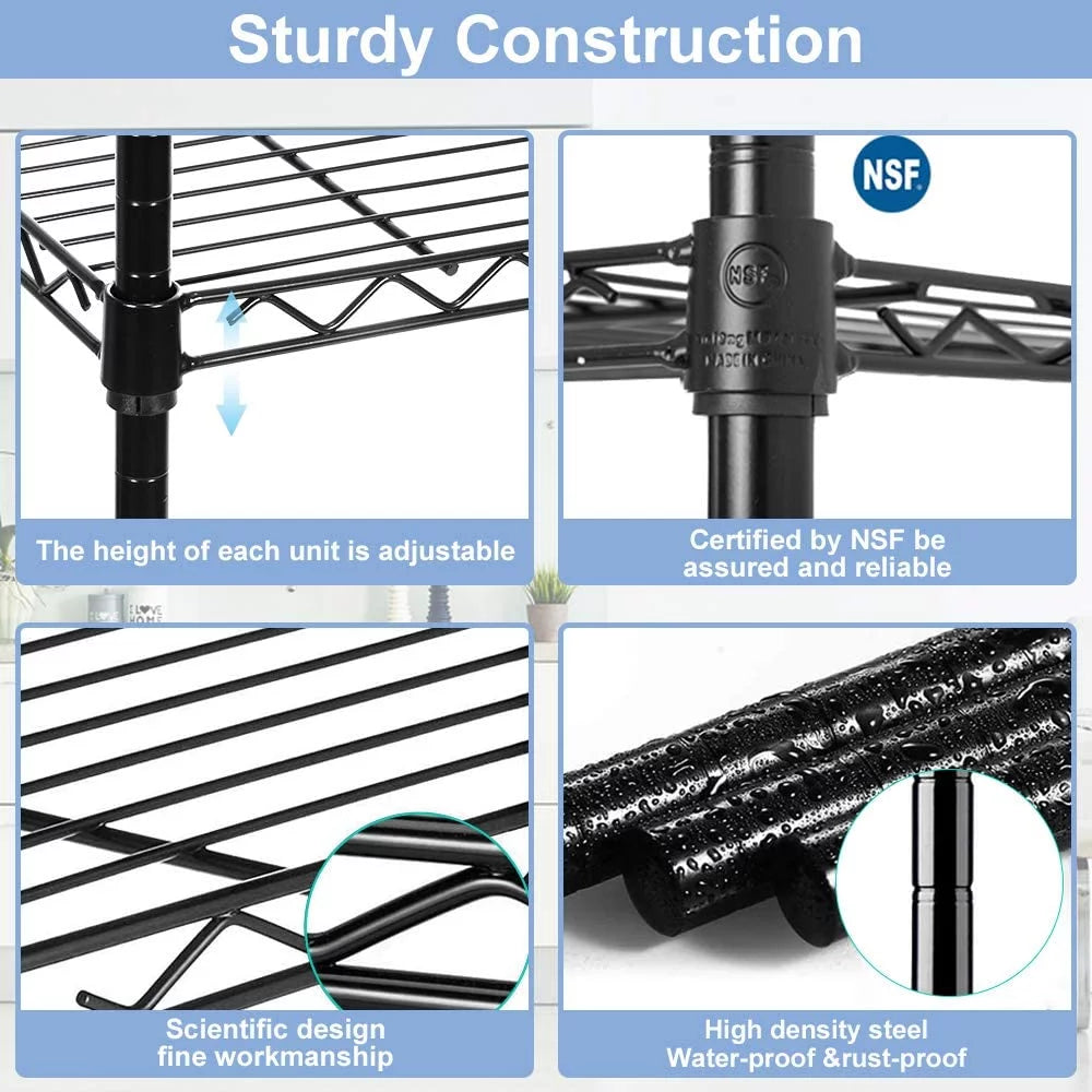 6 Tier Adjustable Wire Shelving Unit with Wheels K8265