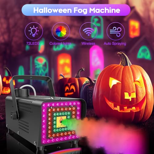 500W 2000CFM Fog Machine with 72 LED Lights and Wireless Remote Control Y12547