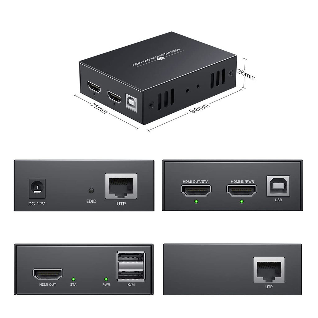 HDMI KVM USB Extender Transmit 1080p HD Video Over Cat5e/6 Ethernet Cable 50m (164ft) A7546