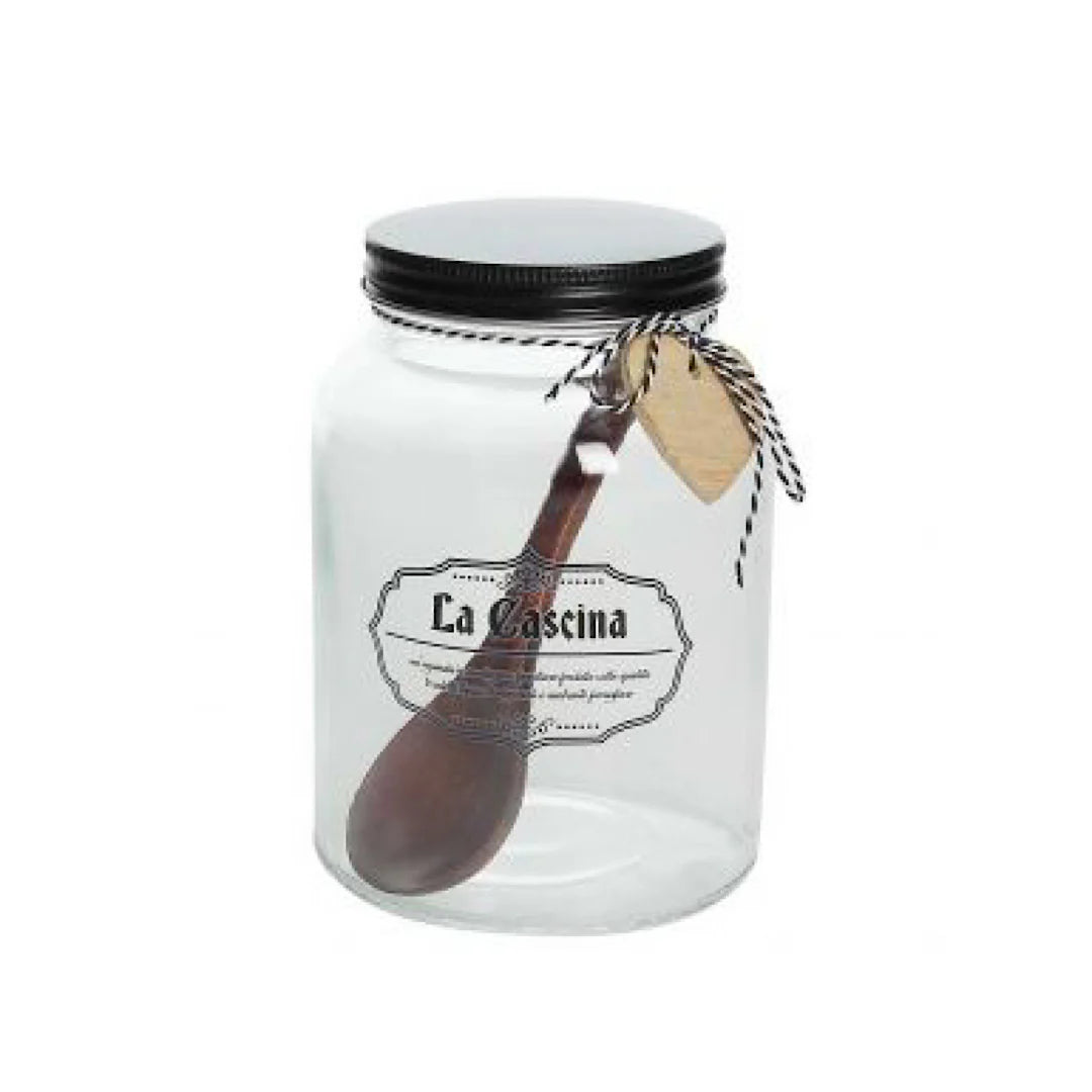 Glass Jar with Lid and Spoon S3699