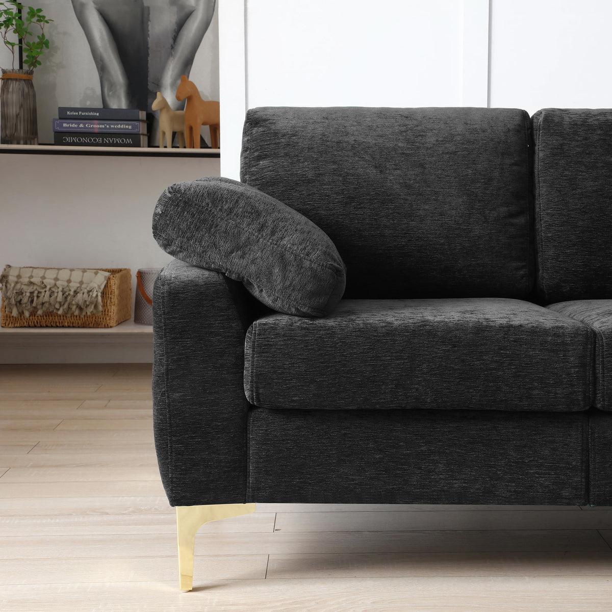 Chenille Upholstered 2 Seater Loveseat with Metal Legs J29207