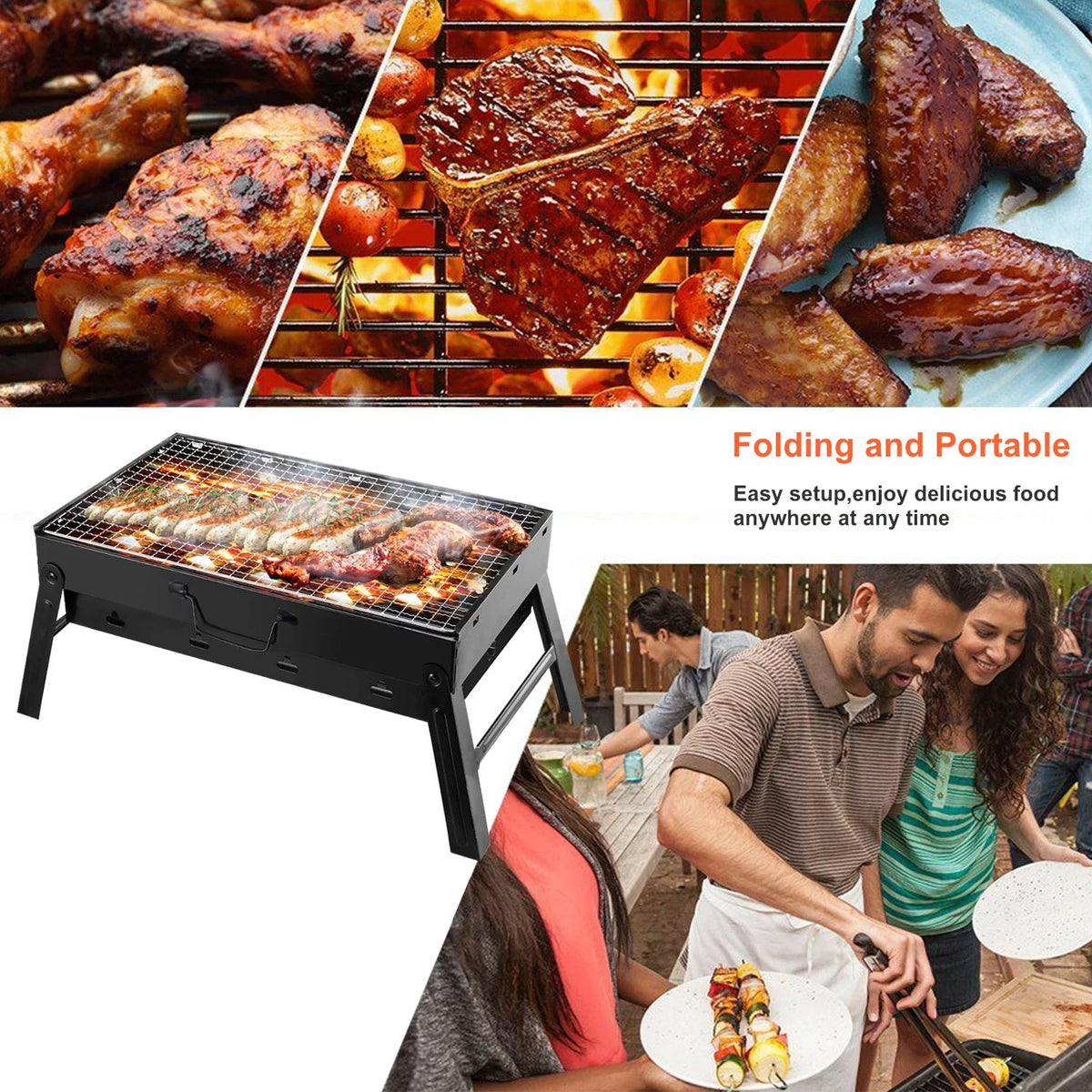 Charcoal Grill Portable Folding Stainless Steel Grill Z65380