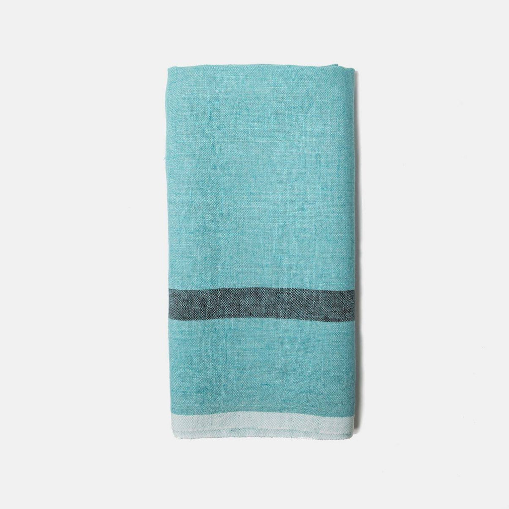 Aqua & Charcoal Linen Napkins, Set of 4 E633