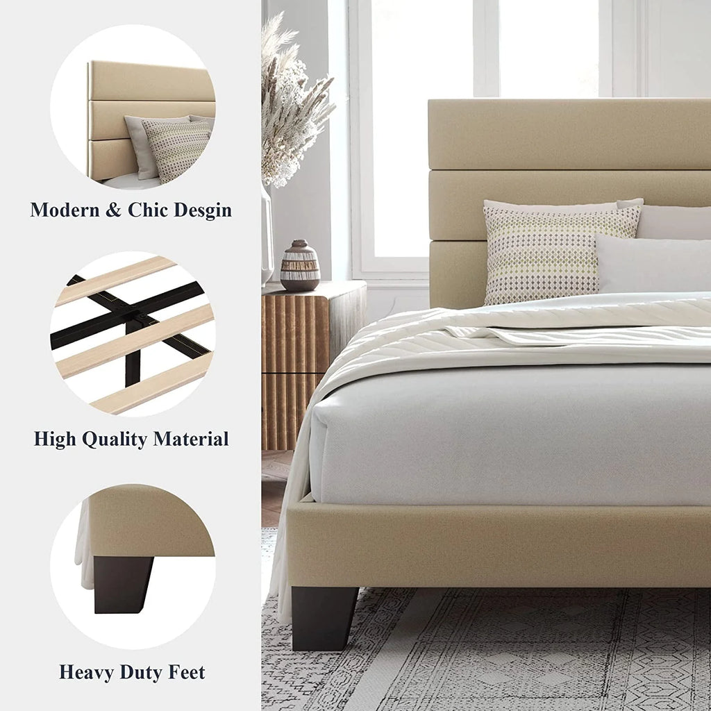 Queen Size Fabric Upholstered Platform Bed Frame B882848