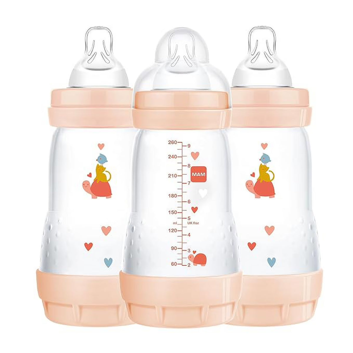 Peach 9 oz 3-Count Baby Bottles with Silicone Nipple H471378