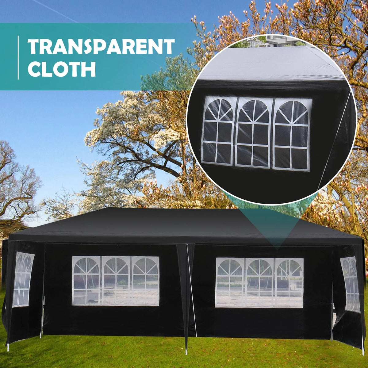 10'x20' Waterproof Outdoor Party Tent with 4 Removable Sidewall and 2 Door C8386