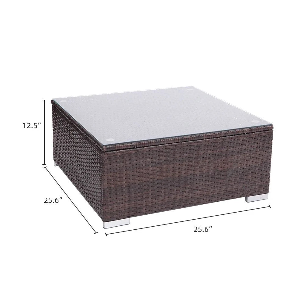 5 Pieces PE Wicker Rattan Corner Sofa Set C524