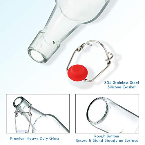 Clear Glass Beer Bottles with Swing Cap 16 oz Case of 6 A78245