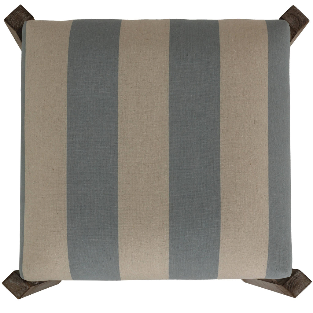 Blue and White Striped Square Ottoman D519119