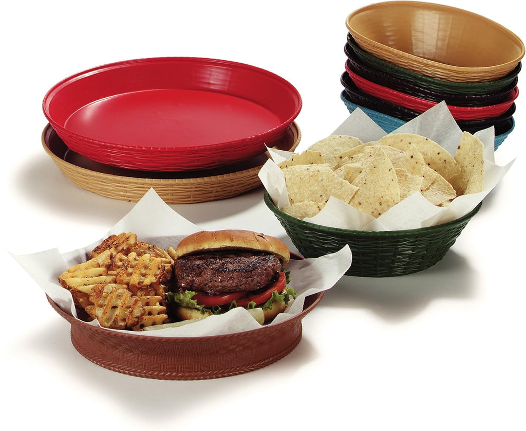 Oval Serving Basket, 9" x 6", Green, Pack of 12 O52877