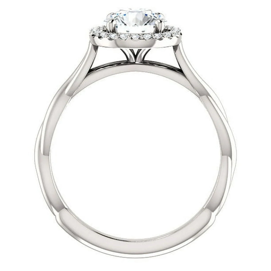 14K White Gold Halo Ring B971