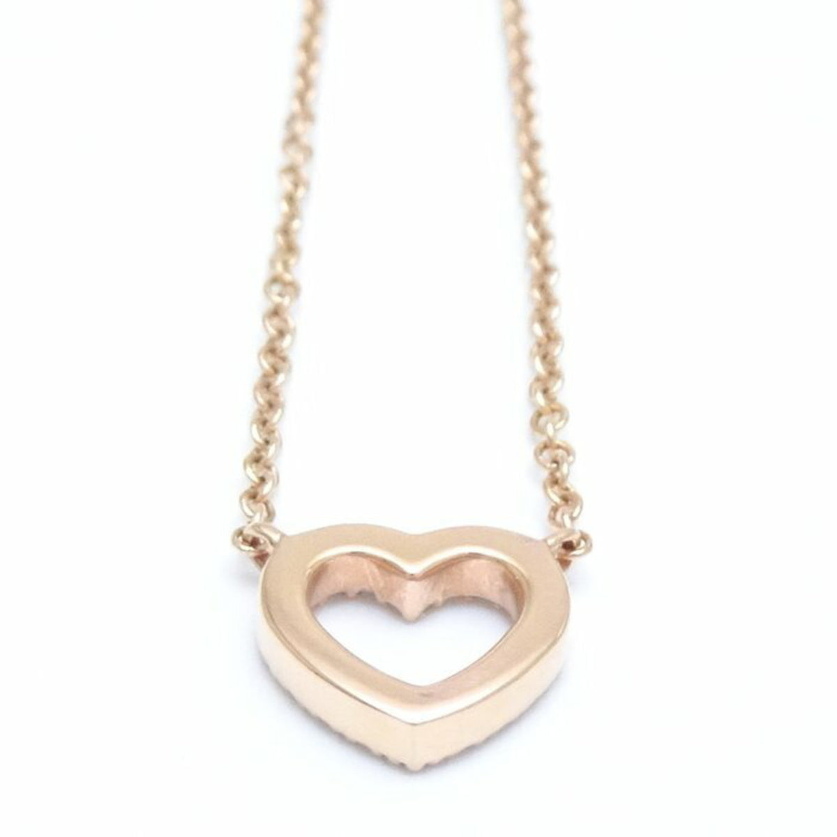 Tiffany Metro Heart Necklace Diamond Pink Gold Rose R990309