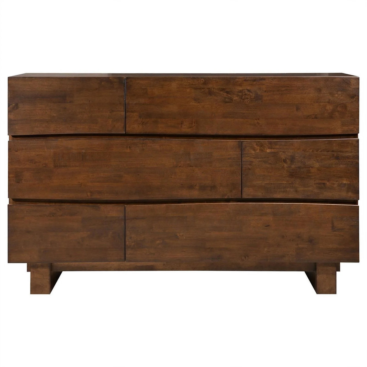 6 Drawer Modern Wood Rectangular Dresser in Dark Brown J22267