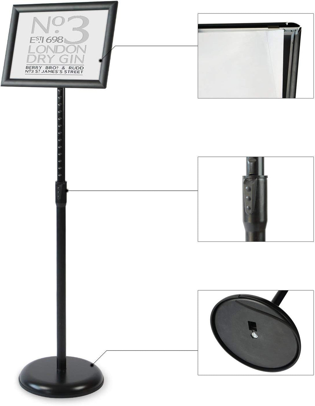 Black Pack of 2 Aluminum Floor Standing Sign Holder U7822