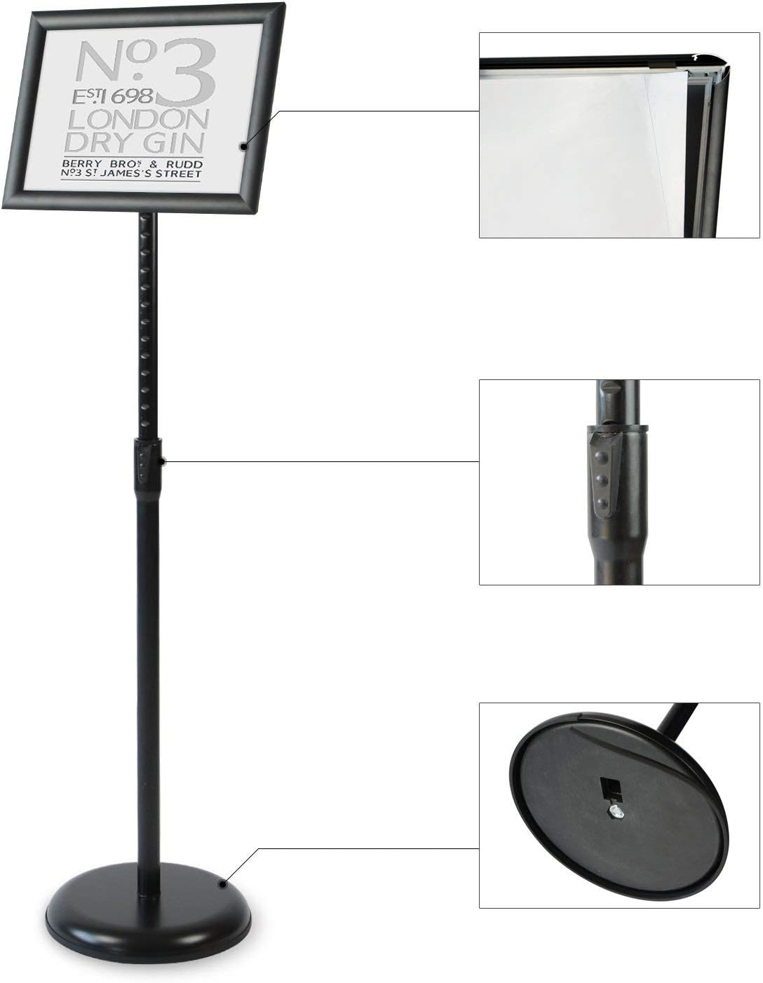 Black Pack of 2 Aluminum Floor Standing Sign Holder U7822