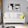 White Faux Leather 2-Seat Loveseat Sofa with Pillows A6770