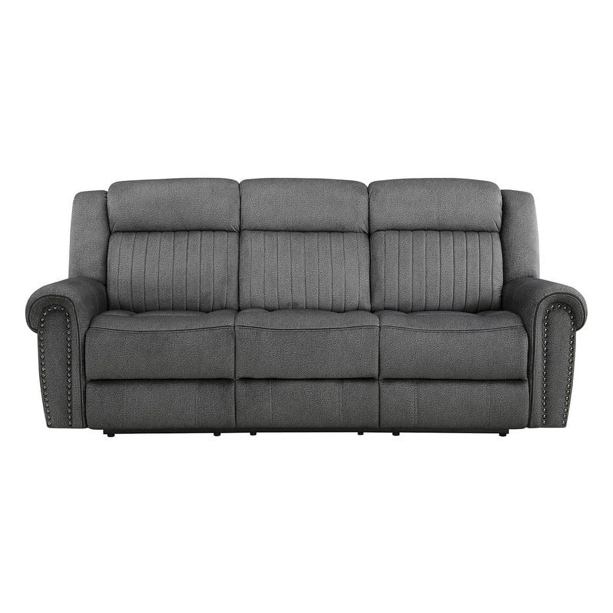 Charcoal Wood Microfiber Double Reclining Sofa M178