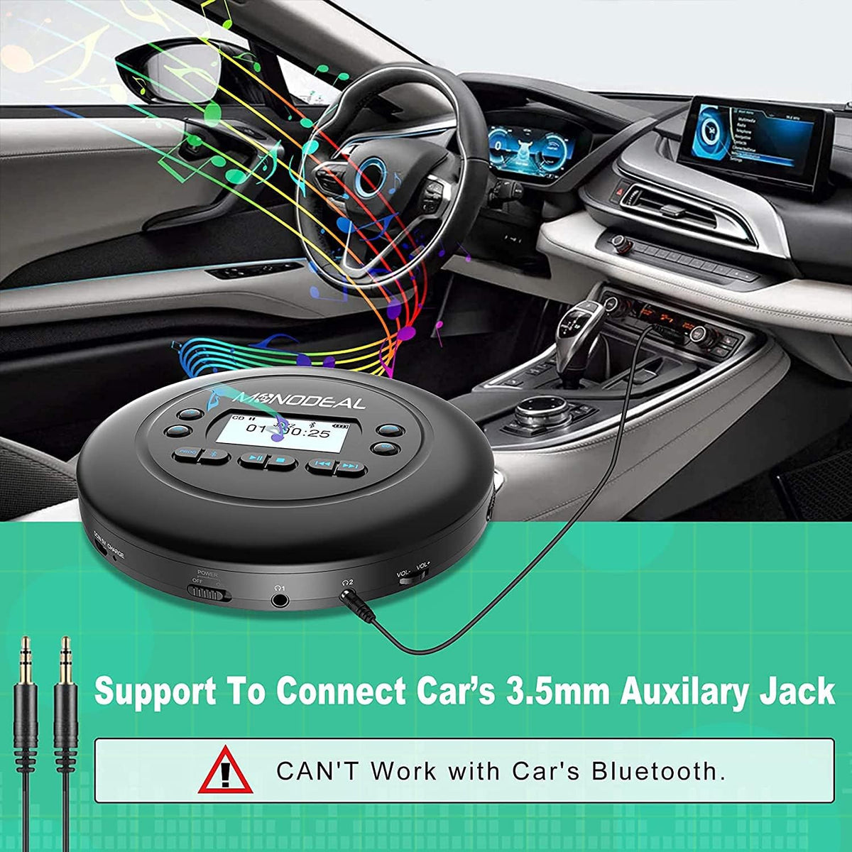 Bluetooth CD Player with Headphones, Pack of 2 N189