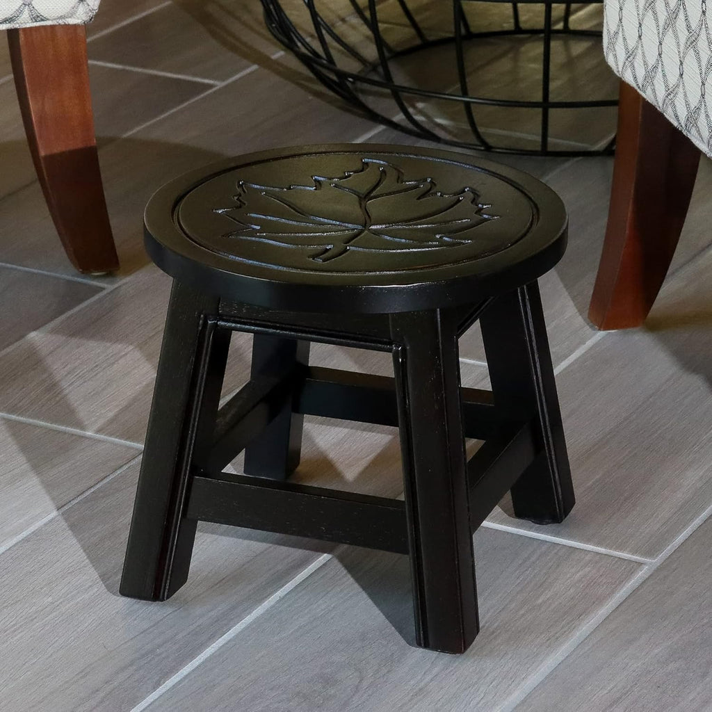 Antique White Carved Wooden Step Stool B53489