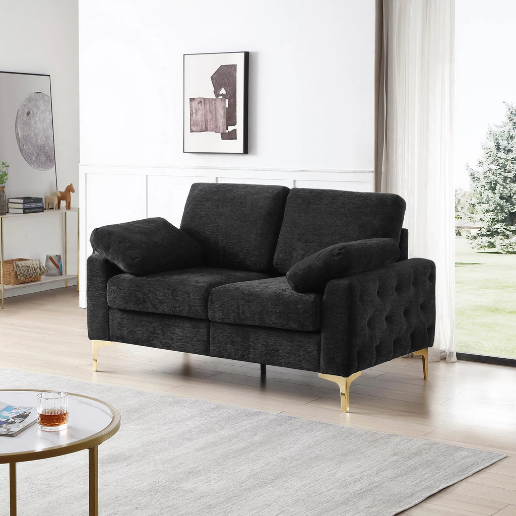 Chenille Upholstered 2 Seater Loveseat with Metal Legs J29207