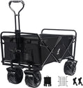 Red Heavy Duty Folding Beach Wagon Cart with Universal Wheels Adjustable Handle M6609