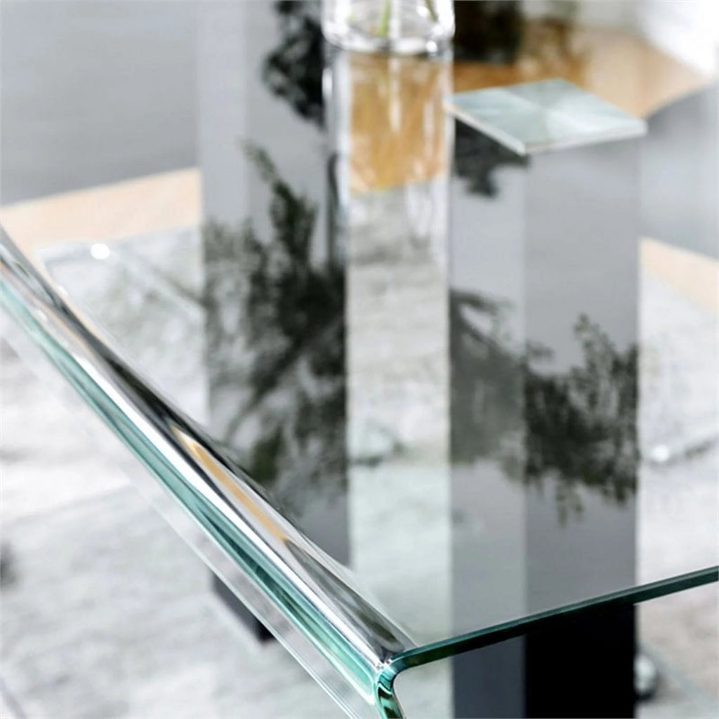 Glass Top Dining Table in Black and Silver E681835