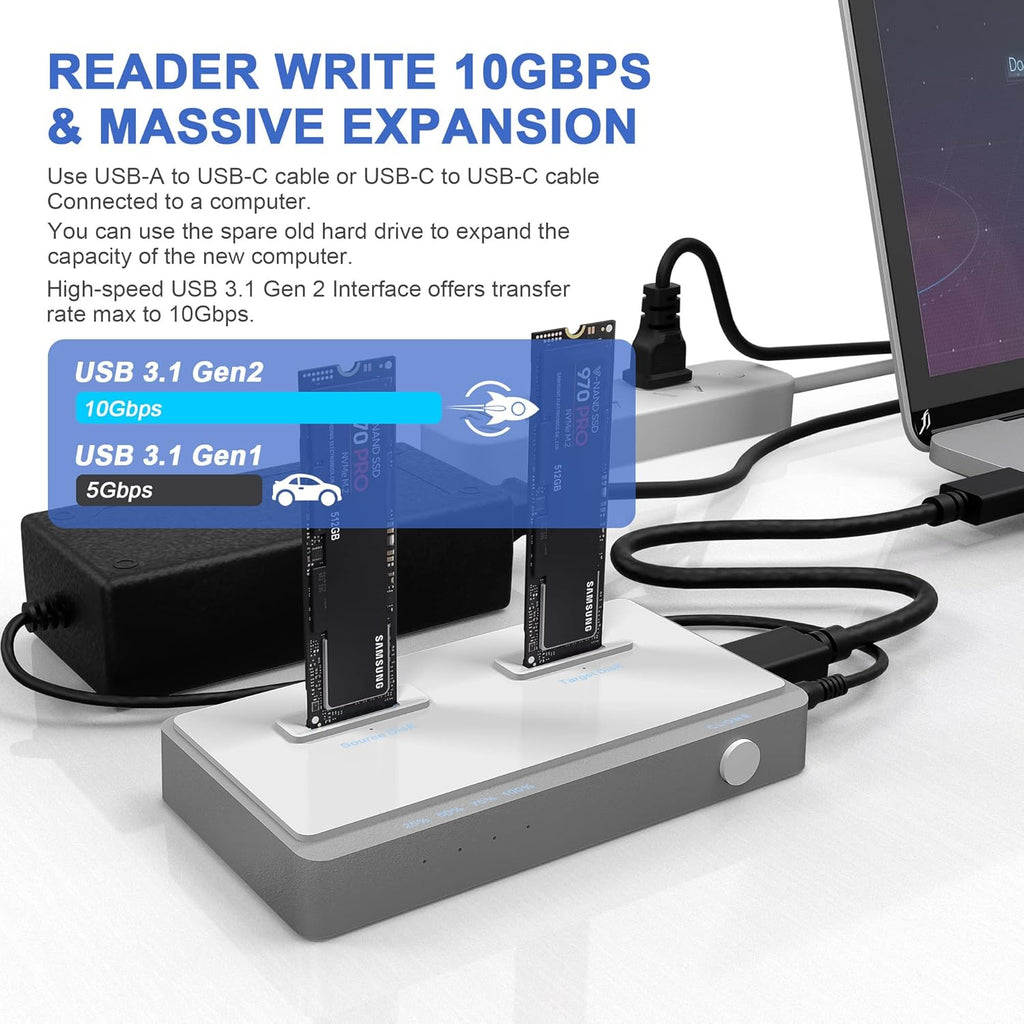 M.2 NVMe Dual-Bay Docking Station with Offline Clone Function S73725